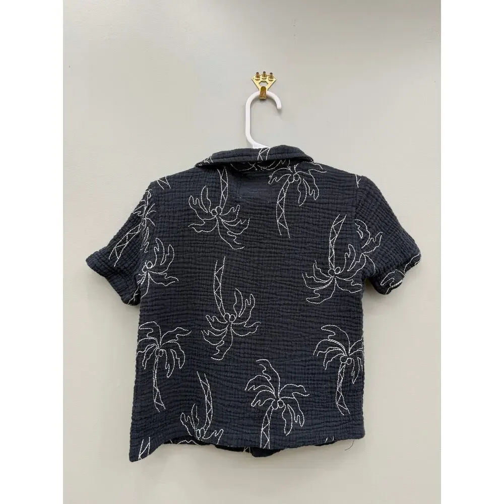 Stitch & Stone Boys Palm Tree Gauze Button Up Shirt Size 5